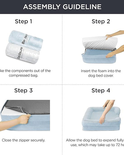 Bedsure Orthopedic Dog Bed for Medium Dogs - Waterproof, Supportive Foam Pet Couch Bed with Removable Washable Cover, Non-Skid Bottom, Light Blue BEDSURE