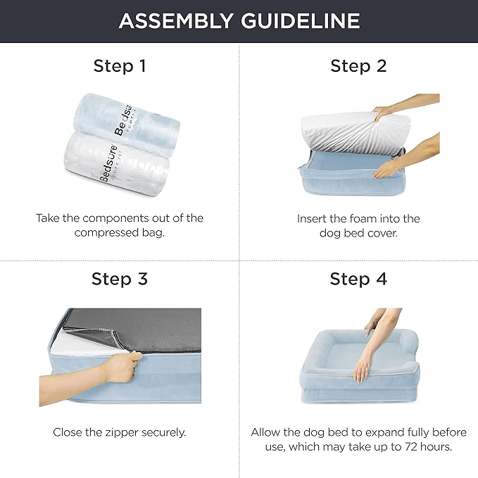 Bedsure Orthopedic Dog Bed for Medium Dogs - Waterproof, Supportive Foam Pet Couch Bed with Removable Washable Cover, Non-Skid Bottom, Light Blue BEDSURE