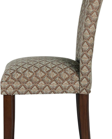 Homepop Home Decor |K1136-F662 | Classic Upholstered Parsons Dining Chair | Single Accent Dining Chair, Blue & Brown Damask - LeafyLoom