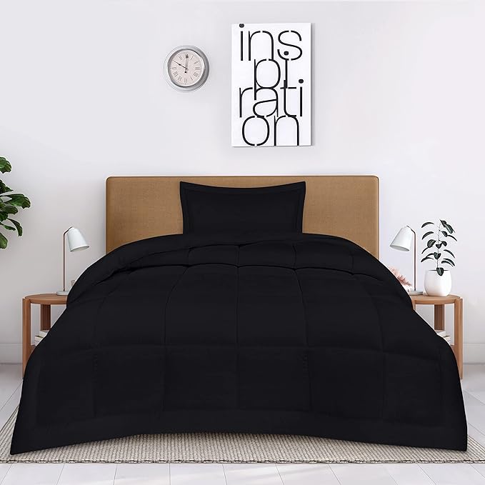 Utopia Bedding Twin Comforter Set Kids with 1 Pillow Sham, Bedding Comforter Sets, Down Alternative Black Comforter, Soft and Comfortable, Machine Washable - LeafyLoom