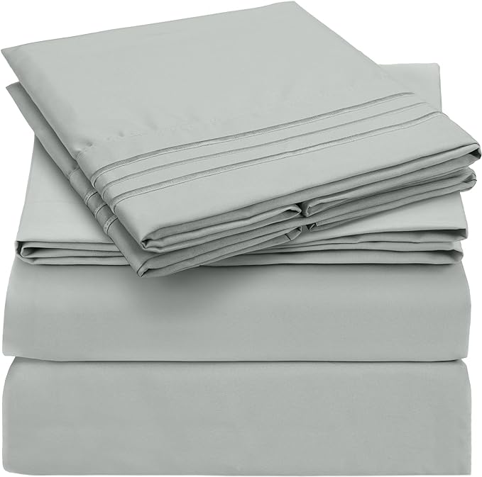 Mellanni King Sheets Set - 4 PC Iconic Collection Bedding Sheets & Pillowcases - Hotel Luxury, Extra Soft, Cooling Bed Sheets - Deep Pocket up to 16 inch (King, Spa Mint) - LeafyLoom