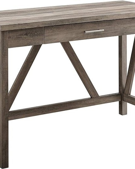 Walker Edison Rustic Farmhouse Wood Computer Writing Desk Home Office Workstation Small, 46 Inch, Grey - LeafyLoom