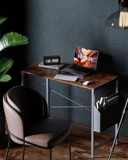 Pamray 32 Inch Computer Desk Small Spaces Desk with Storage Bag for Bedroom Writing and Home Office Work Small Study Desk Table Vintage - LeafyLoom