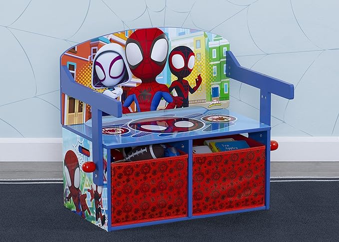 Delta Children Kids Convertible Activity Bench - Greenguard Gold Certified, Marvel Spidey and His Amazing Friends - LeafyLoom