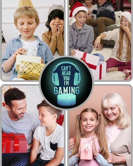 Gamer Lamp, 16 Colors Changing Can't Hear You I'm Gaming Night Light with Remote, Headset Graphic Video Games Gamer Gift for Men Boys Girls Teens Kids Birthday Christmas, Gaming Room Decor - LeafyLoom