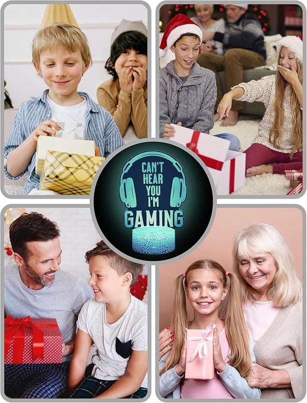 Gamer Lamp, 16 Colors Changing Can't Hear You I'm Gaming Night Light with Remote, Headset Graphic Video Games Gamer Gift for Men Boys Girls Teens Kids Birthday Christmas, Gaming Room Decor - LeafyLoom