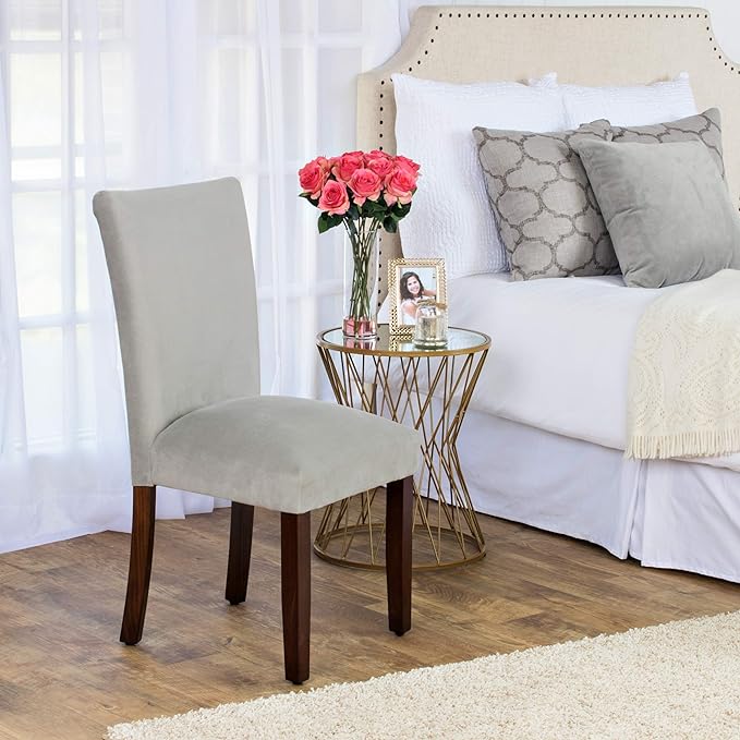 HomePop Parsons Classic Upholstered Accent Dining Chair, Set of 2, 19"D x 23.5"W x 38"H, Gray Velvet - LeafyLoom