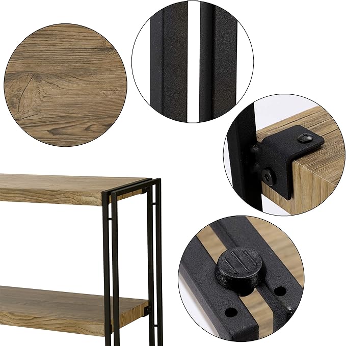 3 Tier Bookshelf Rustic Industrial Bookcase with Modern Open Wood Shelves, Sonoma Oak - LeafyLoom