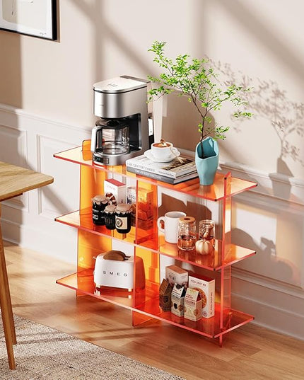 Acrylic Console Table, Entryway Table, Acrylic Bookshelf, 39.4'' x 11.8'' x 31.5'', Clear - LeafyLoom
