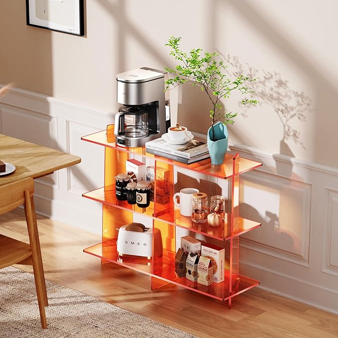 Acrylic Console Table, Entryway Table, Acrylic Bookshelf, 39.4'' x 11.8'' x 31.5'', Clear - LeafyLoom