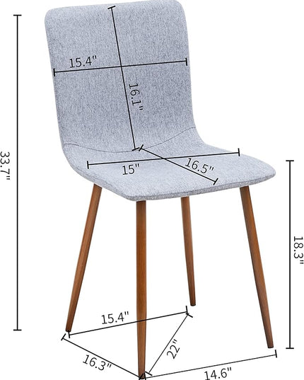 Wonder Comfort Set of 4 with Metal Legs, Fabric Armless Accent Dining-Room Chairs Side Seat, Gray Back, Grey - LeafyLoom