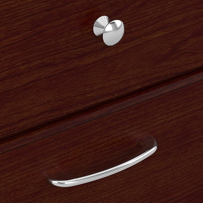 Bush Furniture Cabot L Shaped Computer Desk in Harvest Cherry | Corner Table with Drawers for Home Office - LeafyLoom