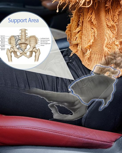 Lumbar Support Pillow for Car - Memory Foam for Lower Back Pain Relief by Reducing Pressure - Ergonomic Design for Office Chair, Car Driver, Recliner - Black - LeafyLoom