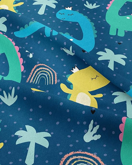 NINENINE Dinosaur Bedding Sets Twin Comforter Sets for Boys,Dark Blue Dinosaur Bedding Sets,Kawaii Cartoon Comforter Sets with 1 Comforter 1Pillowcase - LeafyLoom