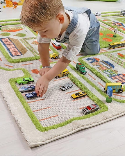 IVI 3D Play Rugs, Traffic Green, 39 x 59 inches - LeafyLoom