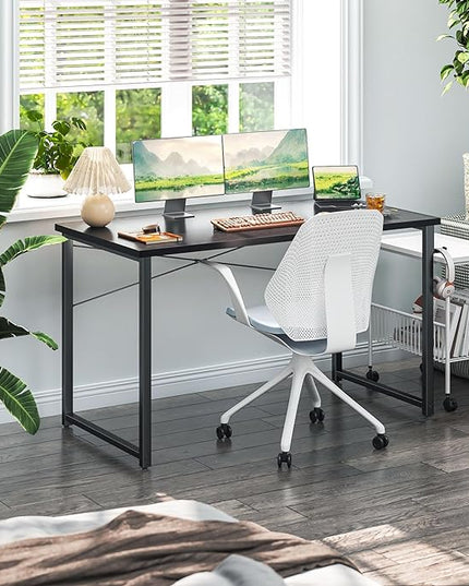 Coleshome 48 Inch Computer Desk, Modern Simple Style Desk for Home Office, Study Student Writing Desk, Black - LeafyLoom