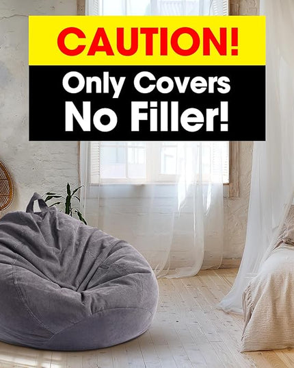 2 Pcs Bean Bag Cover Stuffed Animal Storage Bean Bag Chair Cover Soft Corduroy Stuffed Animal Bean Bag Storage for Kids Adults Indoor Bedroom Organizing Plush Toys(Dark Grey, 200L) - LeafyLoom