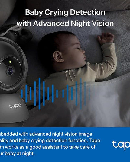 Tapo by TP-Link Pan/Tilt Security Camera for Baby Monitor, Pet Camera w/Motion Detection, 1080P, 2-Way Audio, Night Vision, Cloud & SD Card Storage, Works with Alexa & Google Home, Black (Tapo C201) Tapo