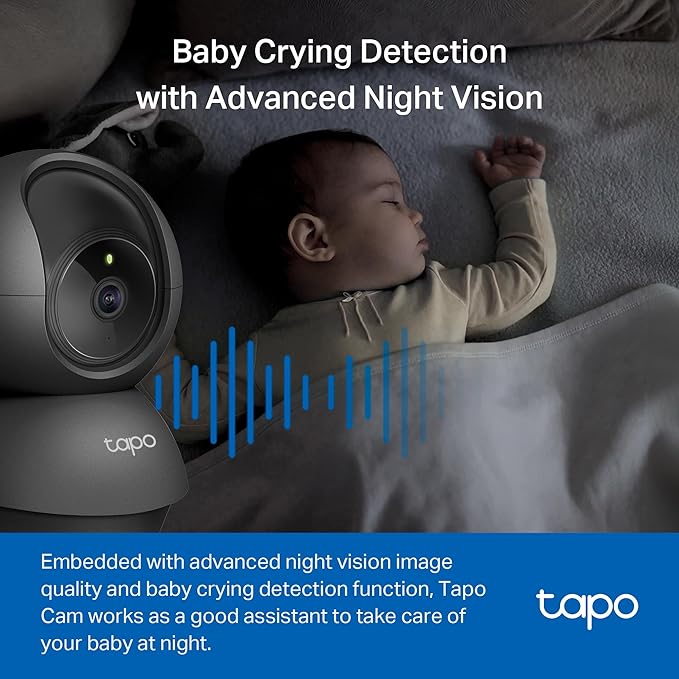 Tapo by TP-Link Pan/Tilt Security Camera for Baby Monitor, Pet Camera w/Motion Detection, 1080P, 2-Way Audio, Night Vision, Cloud & SD Card Storage, Works with Alexa & Google Home, Black (Tapo C201) Tapo