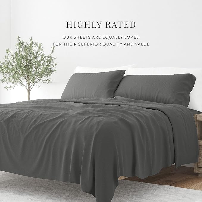 Linen Market Bed Sheets for Twin Size Bed (Gray) - Sleep Better Than Ever with These Soft and Cooling Twin Sheets - Deep Pocket Fits 16" Thick Beds - 3 Piece Twin Sheet Set - LeafyLoom