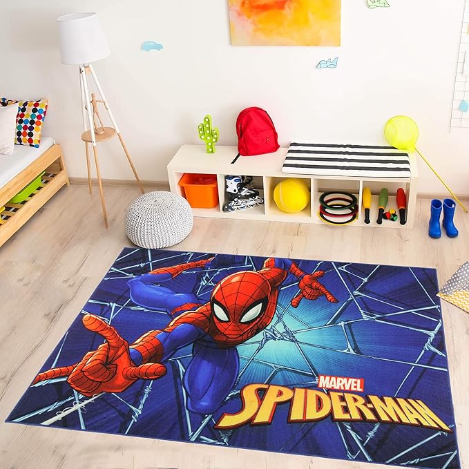 Gertmenian Marvel Rug Boys Childrens Bedroom Decor Kids Home Play Room Mat Bedding Area Carpet; 54x78 Large; Spiderman Superhero Multi-Colored Navy Blue; 47326 - LeafyLoom
