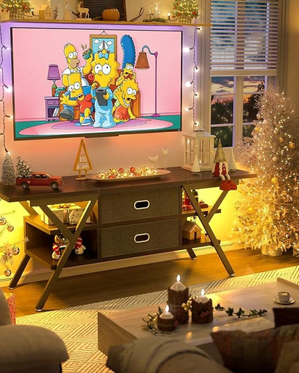 armocity Black TV Stands for Living Room, TV Entertainment Center with Storage, Modern Gaming TV Stand with Drawers for Bedroom, Entertainment Stand - LeafyLoom