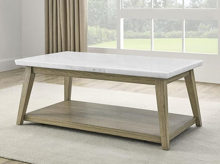 NicBex Coffee Table Wooden Coffee Table with Storage Rectangle Center Tables with Bottom Shelf Dining Table for Living Room, Dining Room, Office, and Bedroom,122" W, Brown+White - LeafyLoom