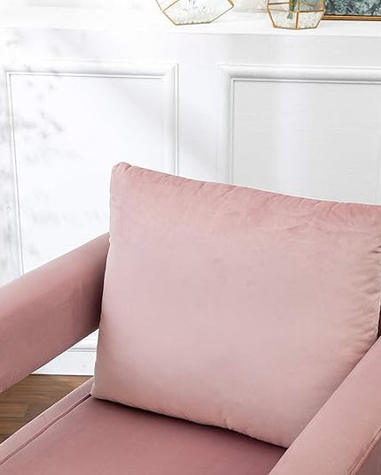 Roundhill Furniture Lenola Upholstered Accent Arm Chair, Pink 27.5D x 29.75W x 34.5H in - LeafyLoom