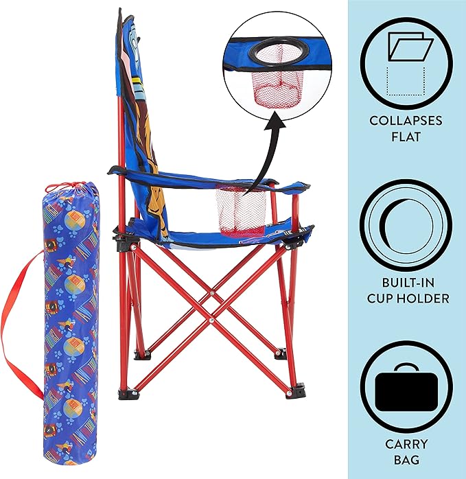 Idea Nuova Kids Indoor-Outdoor Folding Camp Chair, Paw Patrol - LeafyLoom