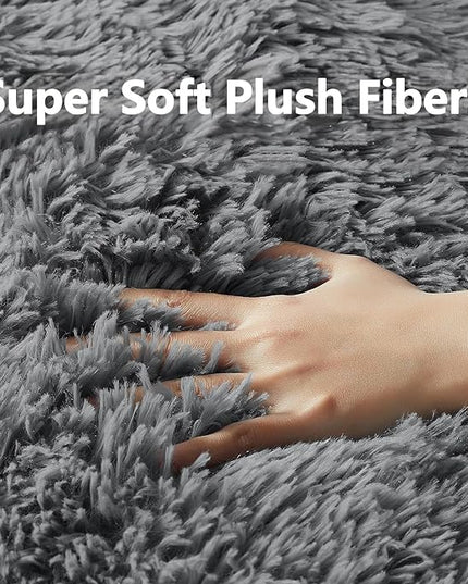 Ophanie Machine Washable 5x8 Rugs for Living Room,Grey Fluffy Carpet Large Fuzzy Plush Shag Comfy Soft, Non-Slip Indoor Floor Carpet,for Kids Boys Girls, Room,Bedroom,Playroom, Home Decor Aesthetic - LeafyLoom