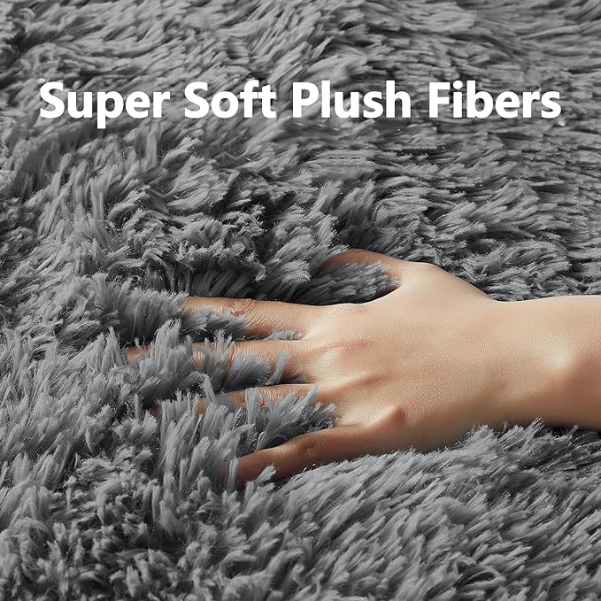 Ophanie Machine Washable 6x9 Rugs for Living Room,Grey Fluffy Carpet Large Fuzzy Plush Shag Comfy Soft, Non-Slip Indoor Floor Carpet,for Kids Boys Girls, Room,Bedroom,Playroom, Home Decor Aesthetic - LeafyLoom