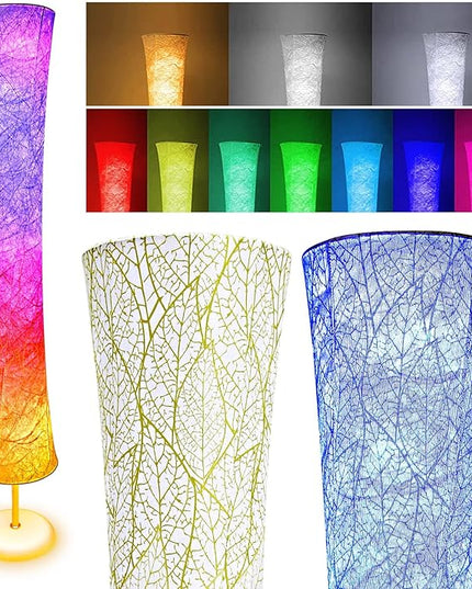 Floor Lamp, RGB Color Changing, Smart Control Music Sync with Fabric Shade, Standing Lamp for Living Room Bedroom Game Room, 62 inch - LeafyLoom