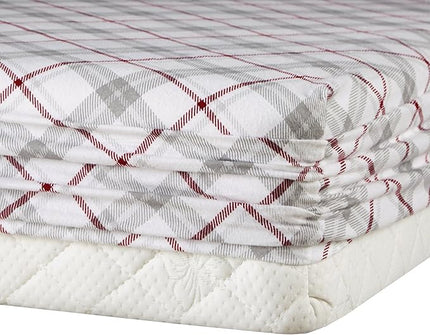 Comfort Spaces Cotton Flannel Breathable Warm Deep Pocket Sheets with Pillow Case Bedding, Queen, Grey/Red Plaid 4 Piece - LeafyLoom