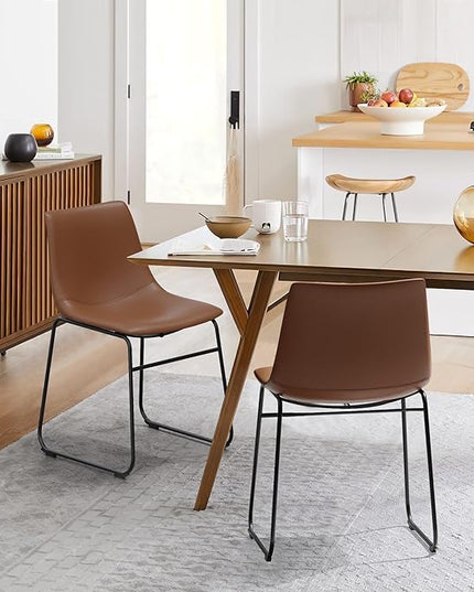 NicBex Retro Side Chair Dining Chair with Metal Legs for Kitchen, Living, Dining Room, Set of 2, (Walnut Color) (A-GE17013-USSU014) - LeafyLoom