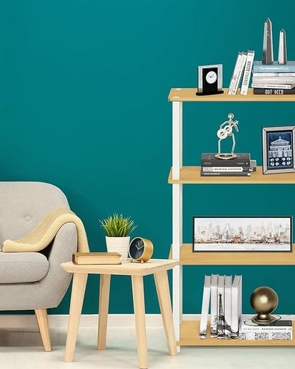 Furinno Turn-N-Tube 4-Tier Multipurpose Shelf Display Rack, Square Tube, Beech/White - LeafyLoom