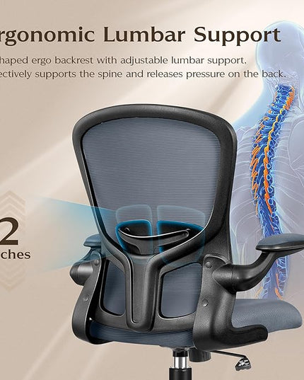 FelixKing Office Chair, Ergonomic Desk Chairs with Wheels Home Mesh Chair Adjustable Lumbar Support and Height, Ergo Chair for Working Gaming Use (Dark Gray) - LeafyLoom