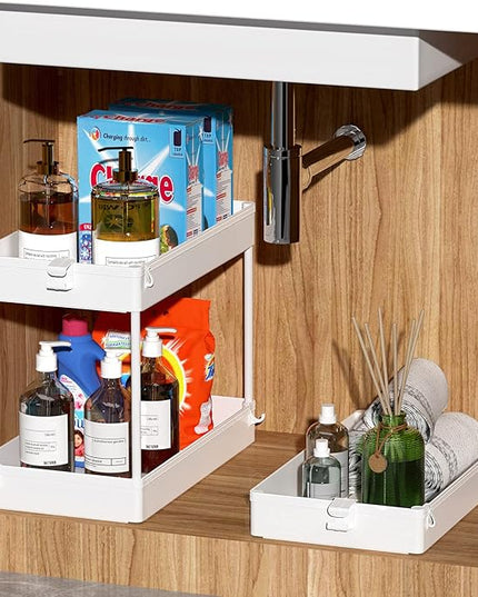 SPACEKEEPER Rolling Storage Cart 3 Tier, Bathroom Cart Organizer Laundry Room Organizer Utility Cart Mobile Shelving Unit Multi-Functional Shelves for Office, Kitchen, Bathroom, White - LeafyLoom