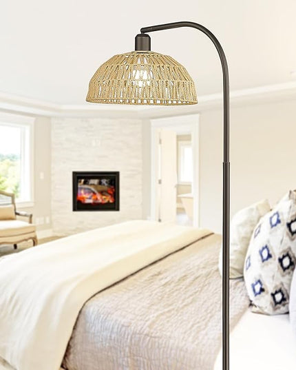 Farmhouse Floor Lamps with Remote Control for Living Room, Dimmable Tall Lamp with 9W LED Bulb,Arch Tall Standing Lamp, Mid Century Arched Reading Lamp for Bedroom,Office (Oil Rubbed Bronze) - LeafyLoom