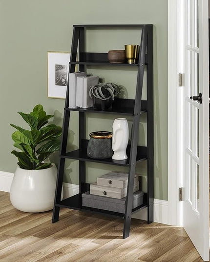 Walker Edison Sophia Modern 4 Shelf Ladder Bookcase , 55 Inch, Black - LeafyLoom