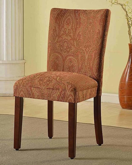 Homepop Home Decor |K1136-F765 | Classic Upholstered Parsons Dining Chair | Single Accent Dining Chair, Red & Gold Damask - LeafyLoom