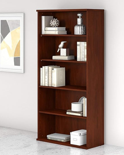 Bush Furniture 136HC-Z Studio C 5-Shelf 73-Inch H Bookcase, Hansen Cherry - LeafyLoom