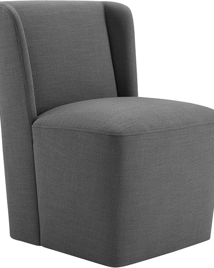 Modern Dining Chairs with Casters Upholstered Wingback Single Sofa for Bedroom Waiting Room Kitchen Diningroom, 33.9''H, Dark Gray - LeafyLoom