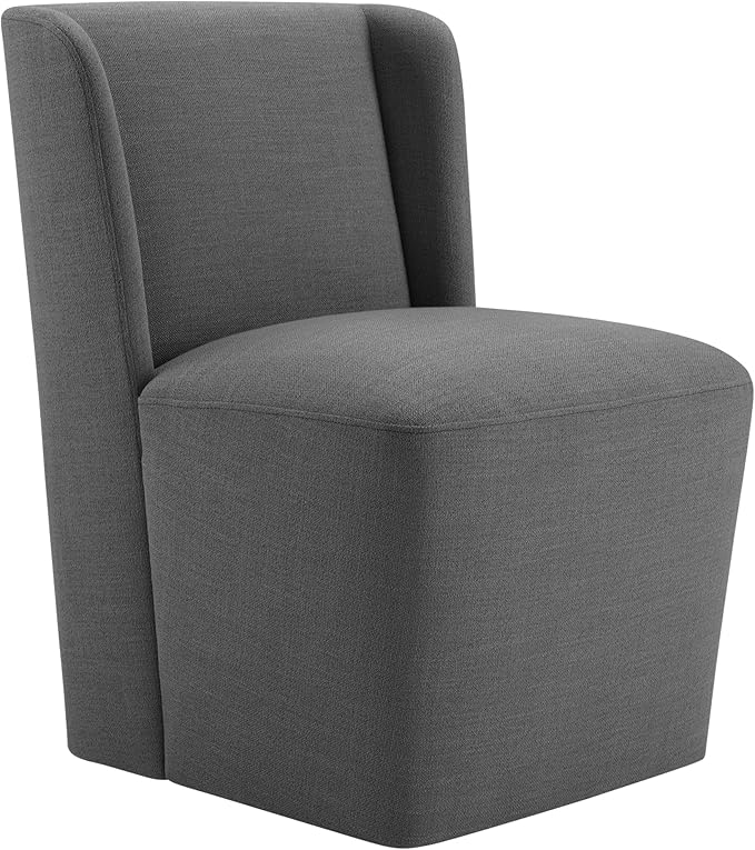 Modern Dining Chairs with Casters Upholstered Wingback Single Sofa for Bedroom Waiting Room Kitchen Diningroom, 33.9''H, Dark Gray - LeafyLoom