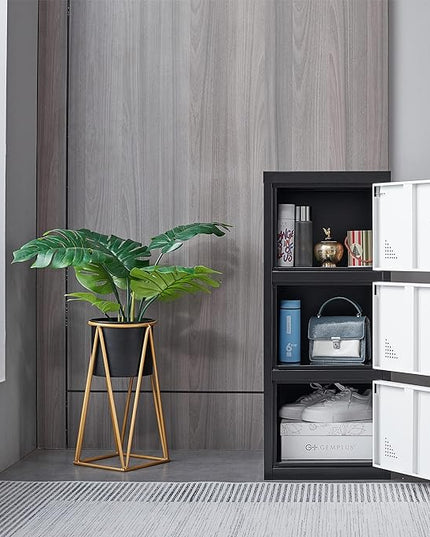 Metal Locker Storage Cabinet for School, Home, Office Employee Lock Box,Steel Organizer with 3 Doors & Keys,Steel Storage Cabinet - LeafyLoom