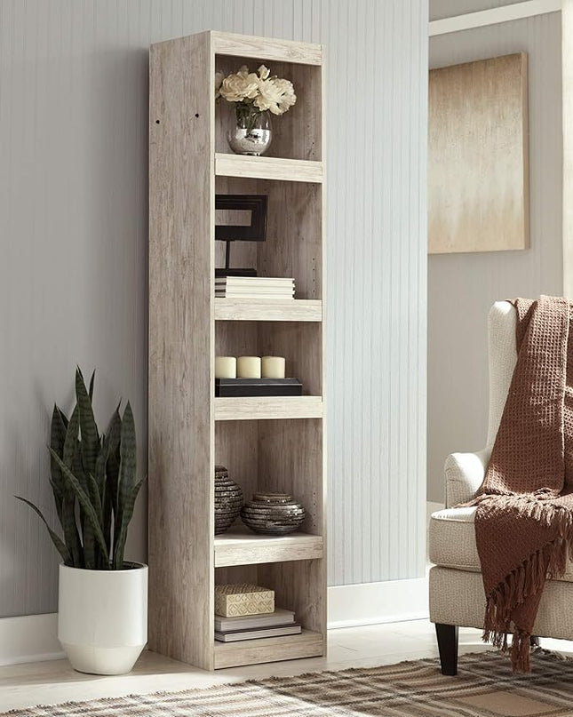 Signature Design by Ashley Willowton Coastal Entertainment Center Pier Bookcase with 3 Adjustable Shelves, Whitewash - LeafyLoom