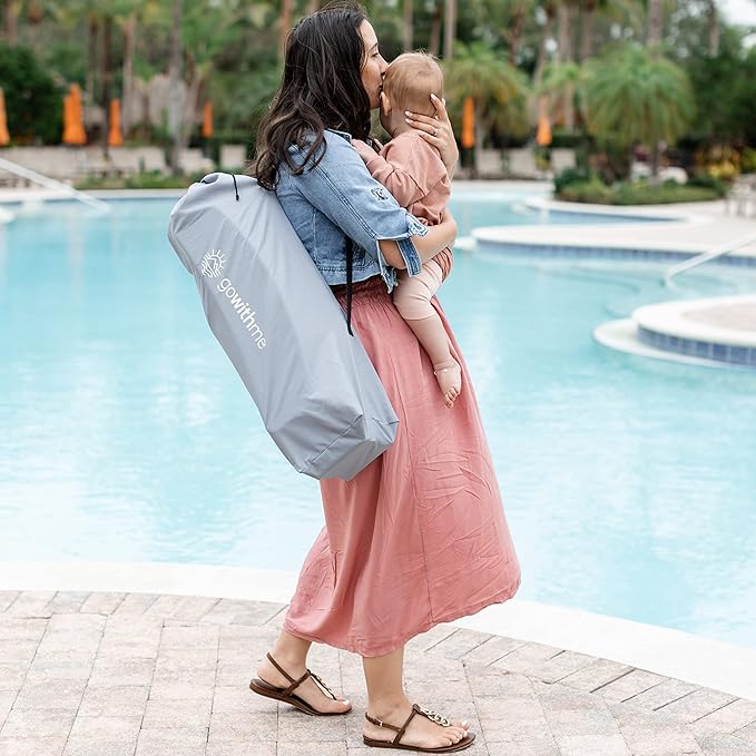 Baby Delight Go with Me Venture Portable Chair | Indoor and Outdoor | Sun Canopy | 3 Child Growth Stages | Blue Wave - LeafyLoom