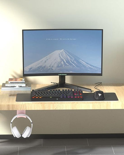 HomeMount Headphone Hook Under Desk - Headphone Holder Under Table, Adhesive Gaming Headphone Stand Hanger Desk Mount for Most Headphone (Pink) - LeafyLoom