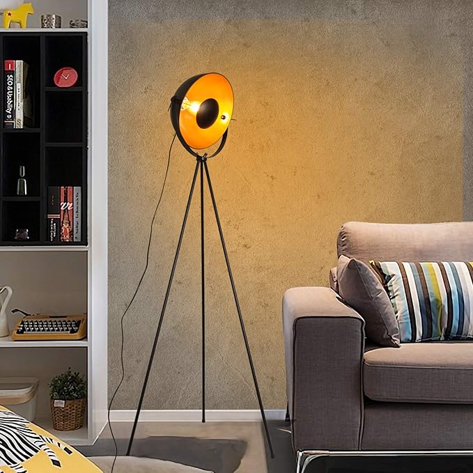 COSYLUX Industrial Tripod Floor Lamp for Living Room, Modern Satellite Tall Standing Lamps for Bedrooms Black Gold (No Bulbs) - LeafyLoom