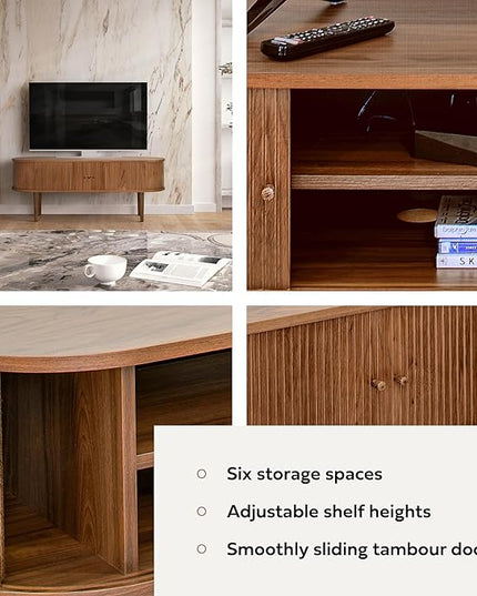 55’’ TV STAND with Storage and Shelves designed to fit 32’’ - 60’’ TVs. Wood Entertainment Center for Living Room and Bedroom, Media Console and Modern TV Console Table (Walnut) - LeafyLoom
