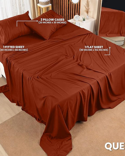 Utopia Bedding Queen Bed Sheets Set - 4 Piece Bedding - Brushed Microfiber - Shrinkage and Fade Resistant - Easy Care (Queen, Terracotta Orange) - LeafyLoom
